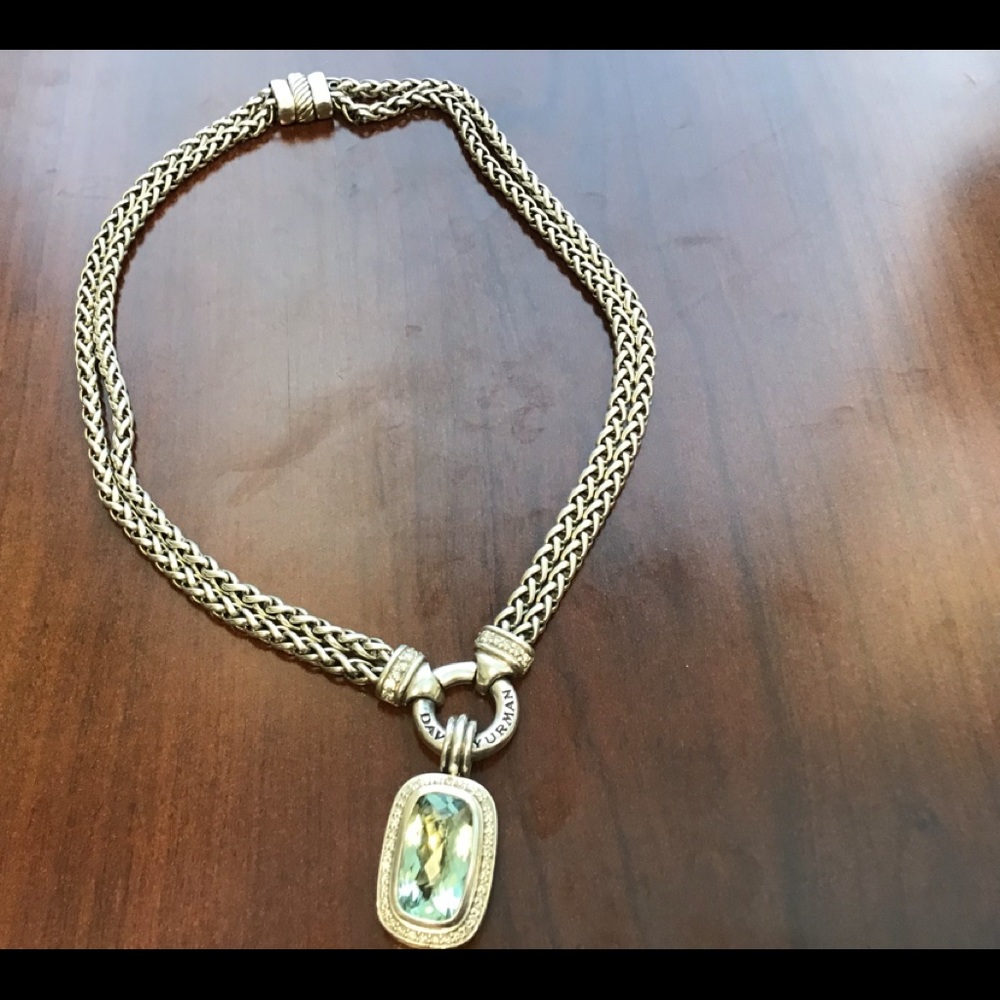 David Yurman Diamond/Prasiolite choker + pendant.
